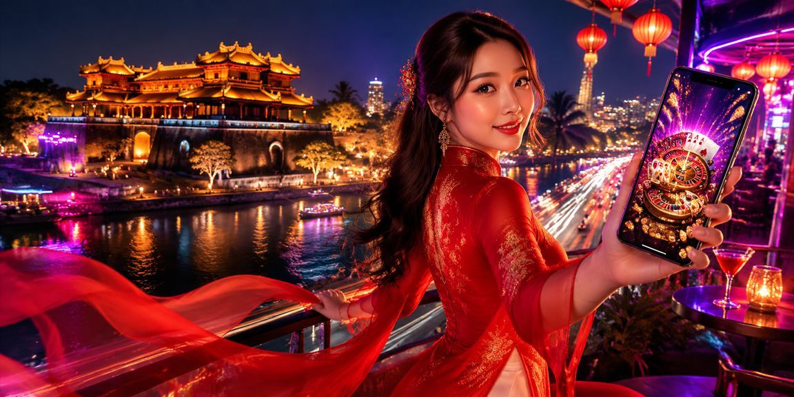 Người dùng tại Huế truy cập trang phân tích kèo thể thao trên điện thoại di động với trang phục áo dài truyền thống